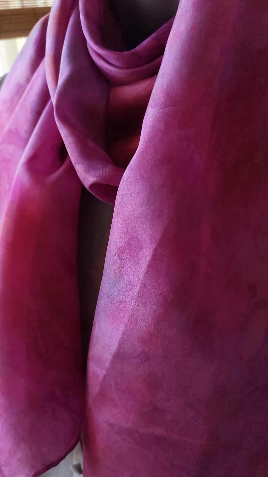 Fuchsia hand-painted silk scarf by Faye Waddington — view 1